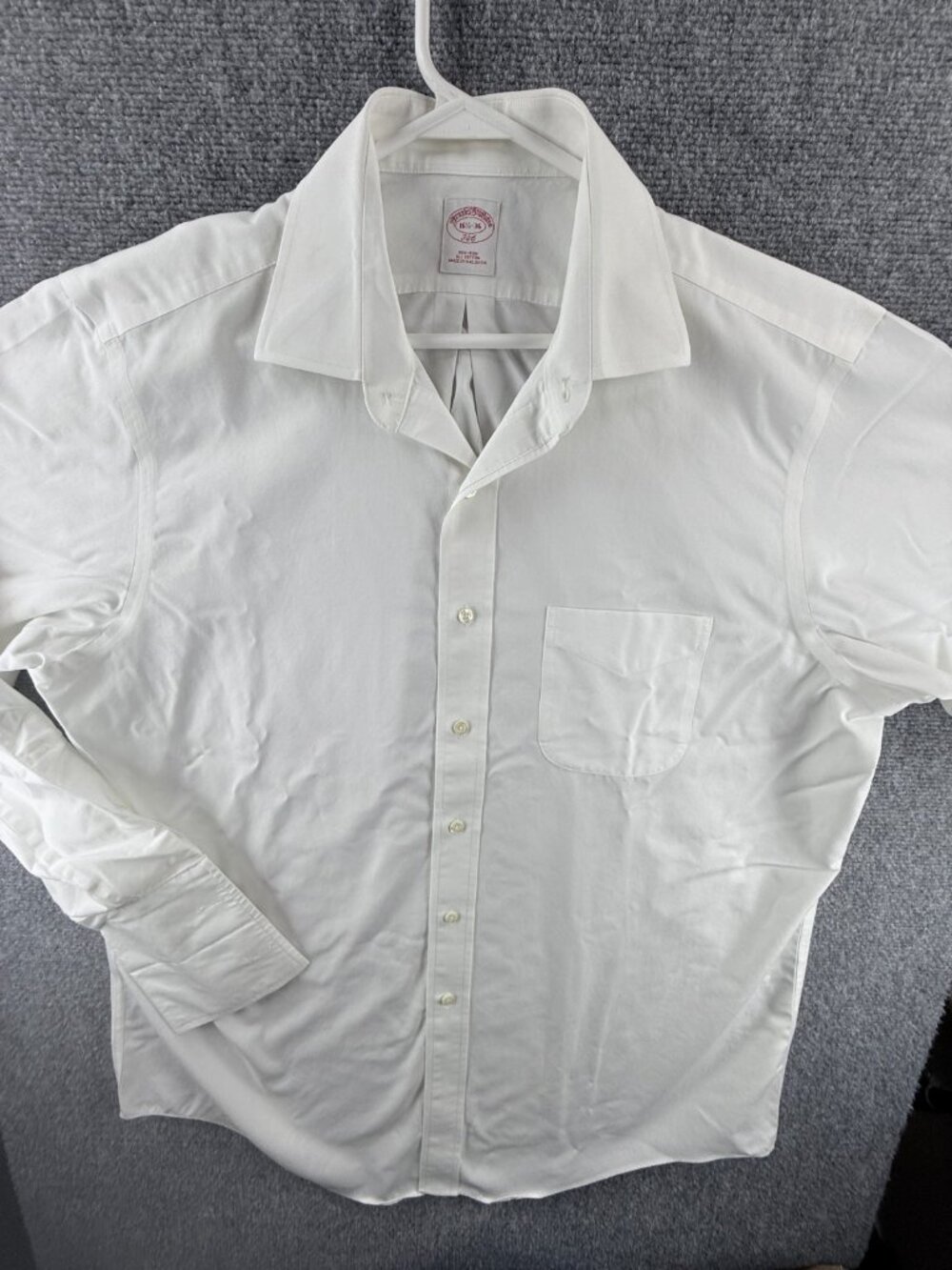 Brooks Brothers Non-Iron Cotton 16.5 36 Mens White Button Up Solid Long Sleeve